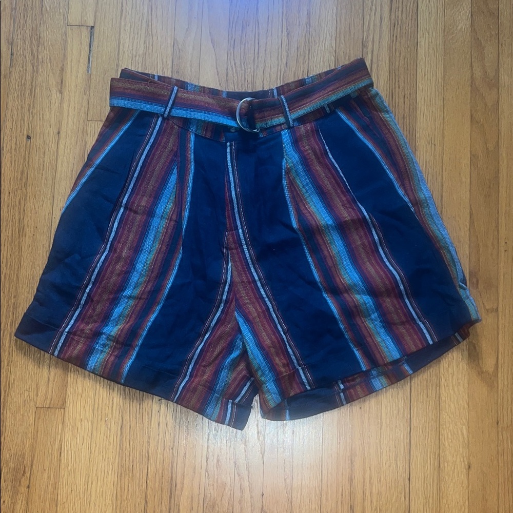 NWOT Chaser Navy and Red Striped High Waist Shorts